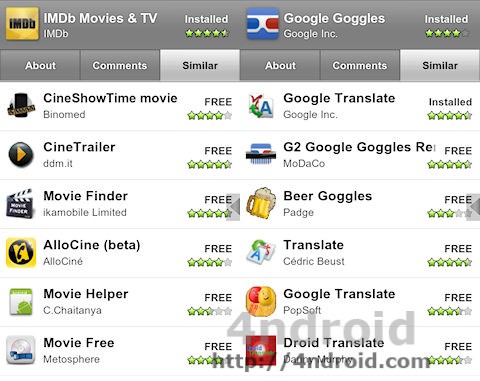 android-market-pestañas-similares