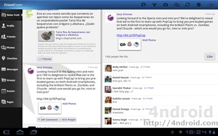 FriendCaster Tab Beta, acceso completo a Facebook para tablets Android con Honeycomb