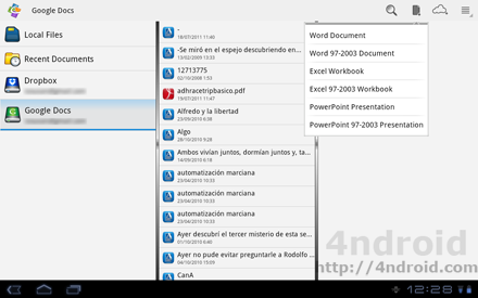 Quickoffice Pro HD, suite ofimática para tablet con Android Honeycomb