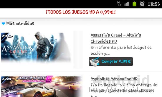 Juegos en HD de Gameloft a 0,99 euros con opción a regalo