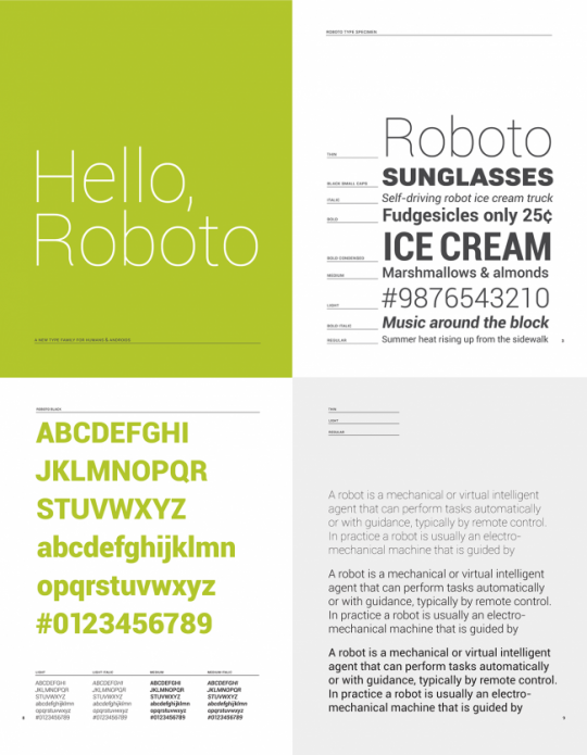 Tipografia Roboto