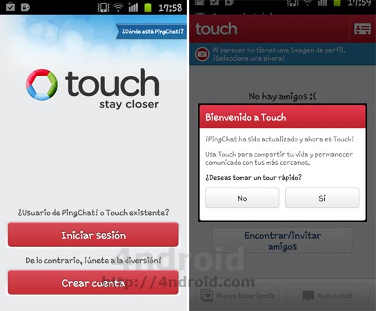 Pingchat cambia a Touch con nuevo diseño y funcionalidades