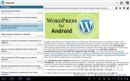 Wordpress para Android se actualiza con mejor soporte para tablets