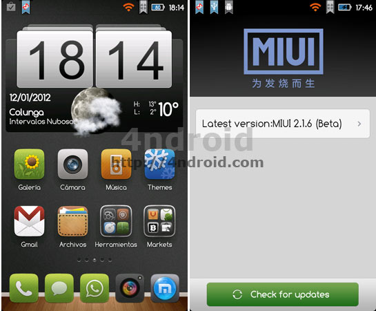 MIUI-XJ Home screen y updater